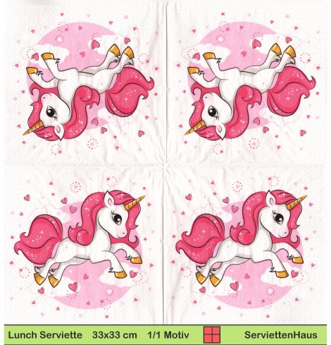 Kleines rosa Einhorn - 1 Lunch Serviette
